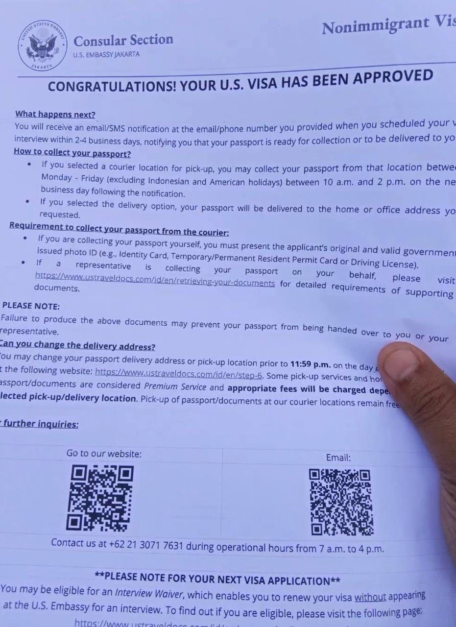 Approved visa document — US Visa Approved