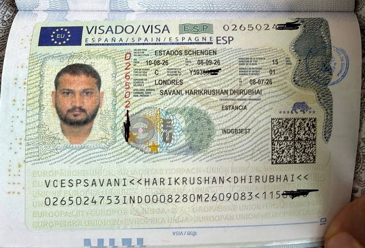 Approved visa document — Schengen Visa → Spain